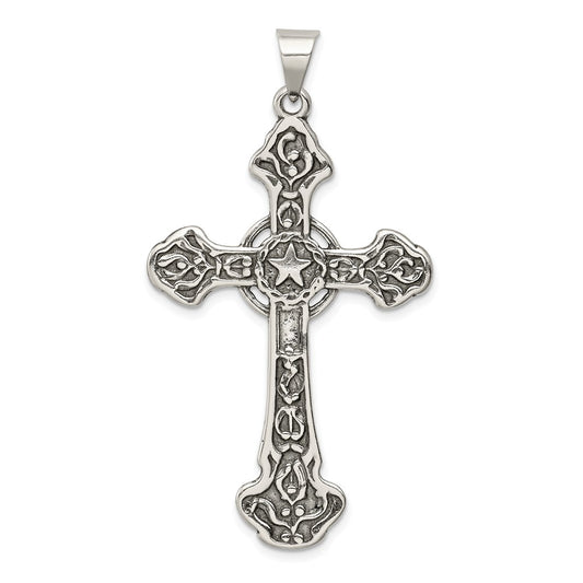 Million Charms 925 Sterling Silver Antiqued Relgious Cross Pendant
