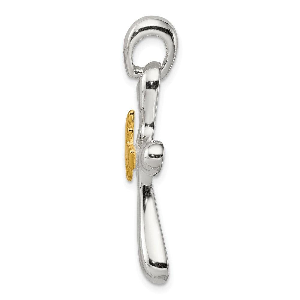 Million Charms 925 Sterling Silver & Vermeil Dove Relgious Cross Pendant
