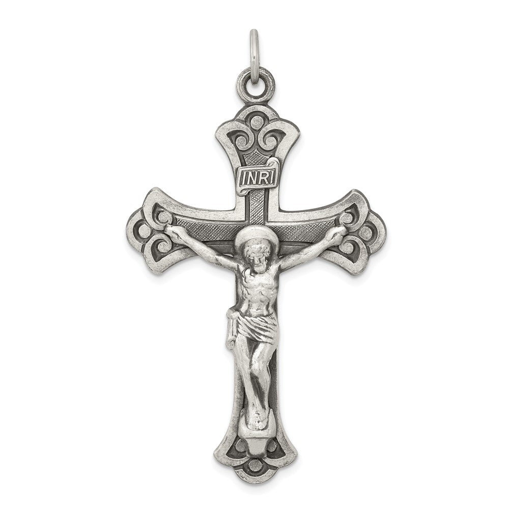 Million Charms 925 Sterling Silver Antiqued Inri Relgious Crucifix Pendant