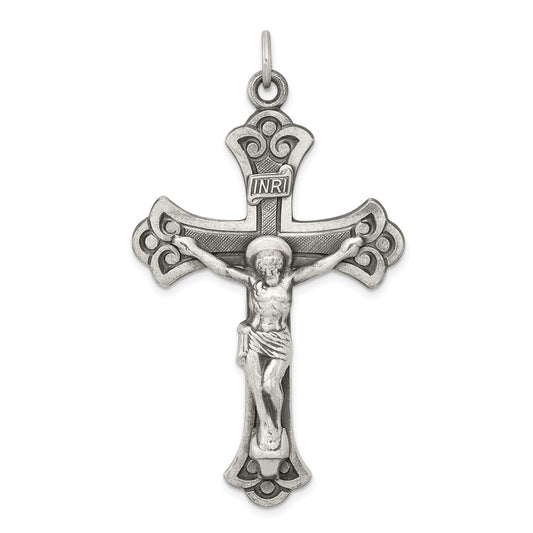Million Charms 925 Sterling Silver Antiqued Inri Relgious Crucifix Pendant