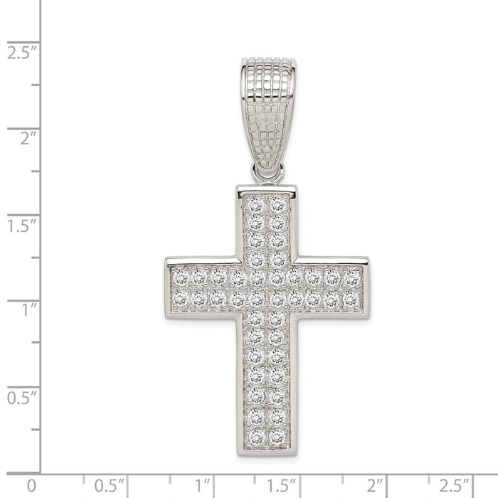 Million Charms 925 Sterling Silver (Cubic Zirconia) CZ Relgious Cross Pendant