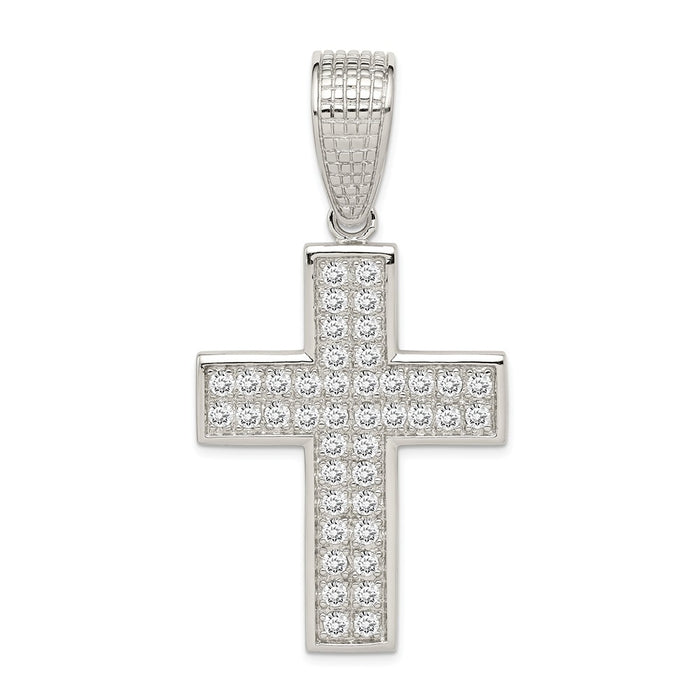 Million Charms 925 Sterling Silver (Cubic Zirconia) CZ Relgious Cross Pendant
