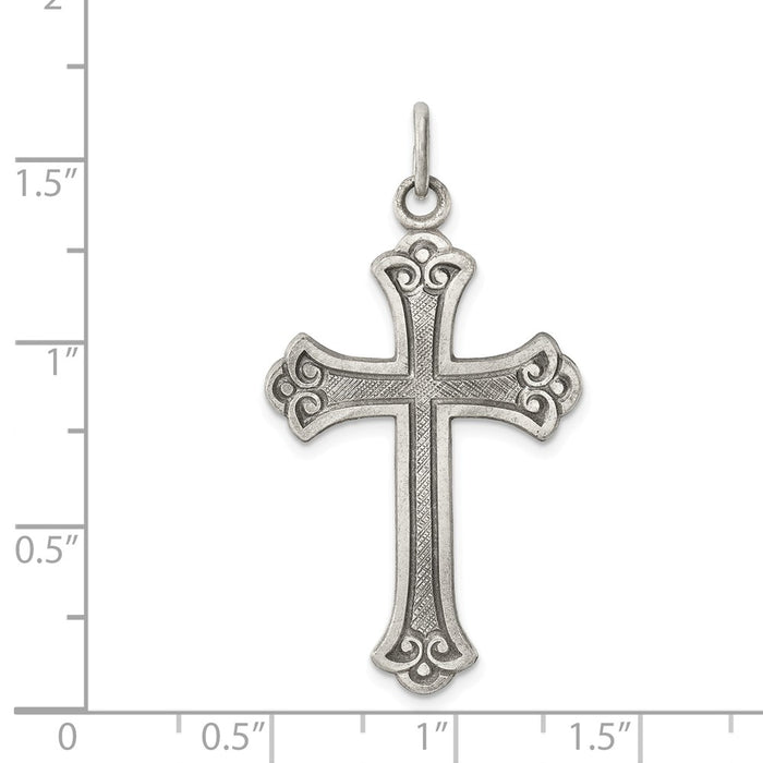 Million Charms 925 Sterling Silver Antiqued Relgious Cross Pendant