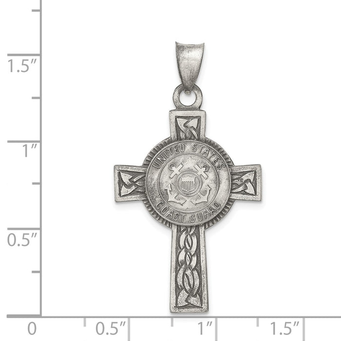 Million Charms 925 Sterling Silver Us Coast Guard Relgious Cross Pendant