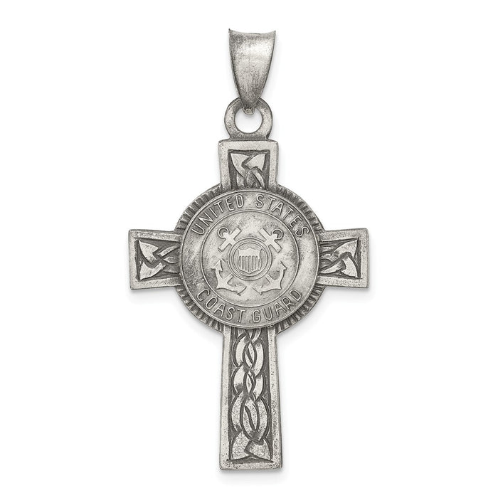 Million Charms 925 Sterling Silver Us Coast Guard Relgious Cross Pendant