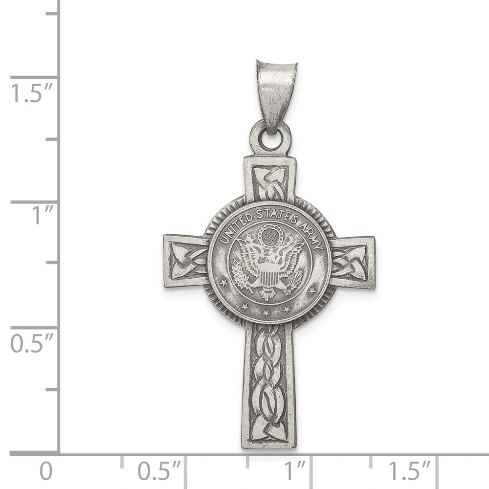 Million Charms 925 Sterling Silver Us Army Relgious Cross Pendant