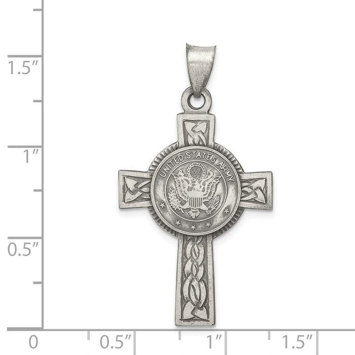 Million Charms 925 Sterling Silver Us Army Relgious Cross Pendant