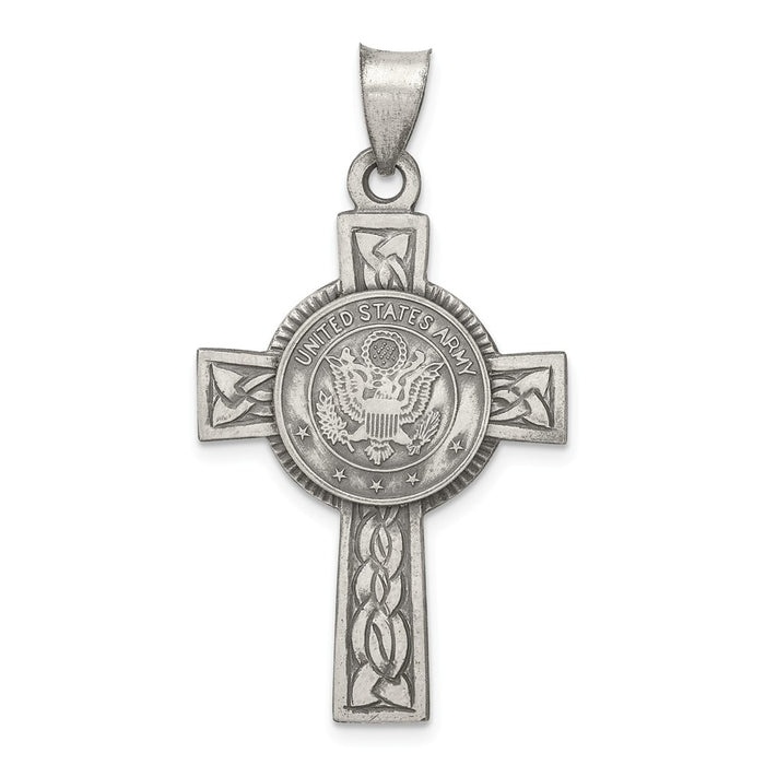 Million Charms 925 Sterling Silver Us Army Relgious Cross Pendant