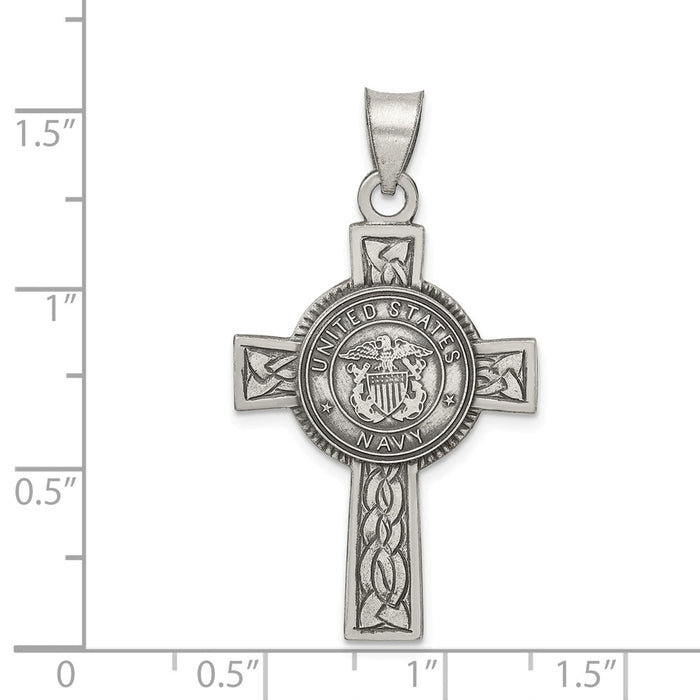 Million Charms 925 Sterling Silver Us Navy Relgious Cross Pendant