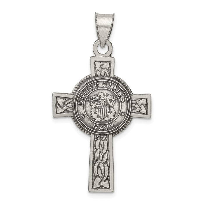 Million Charms 925 Sterling Silver Us Navy Relgious Cross Pendant