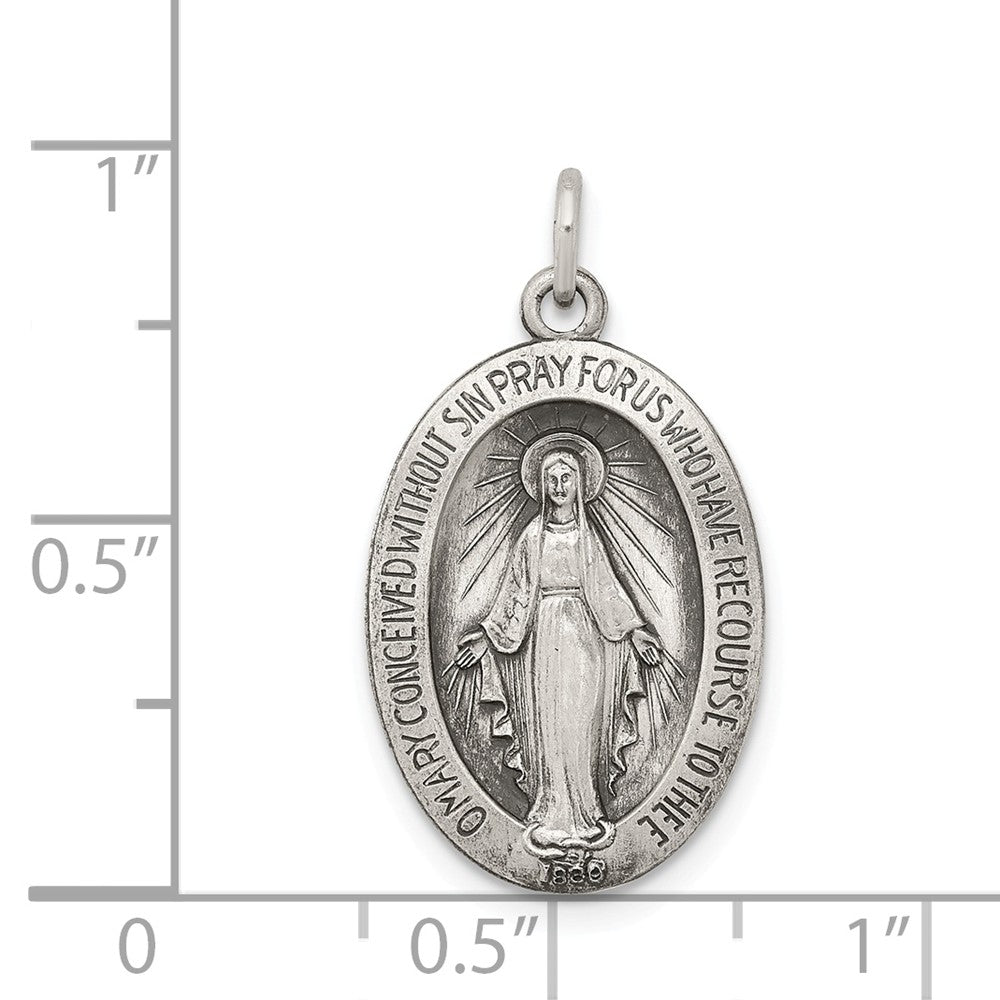Million Charms 925 Sterling Silver Antiqued Religious Miraculous Medal