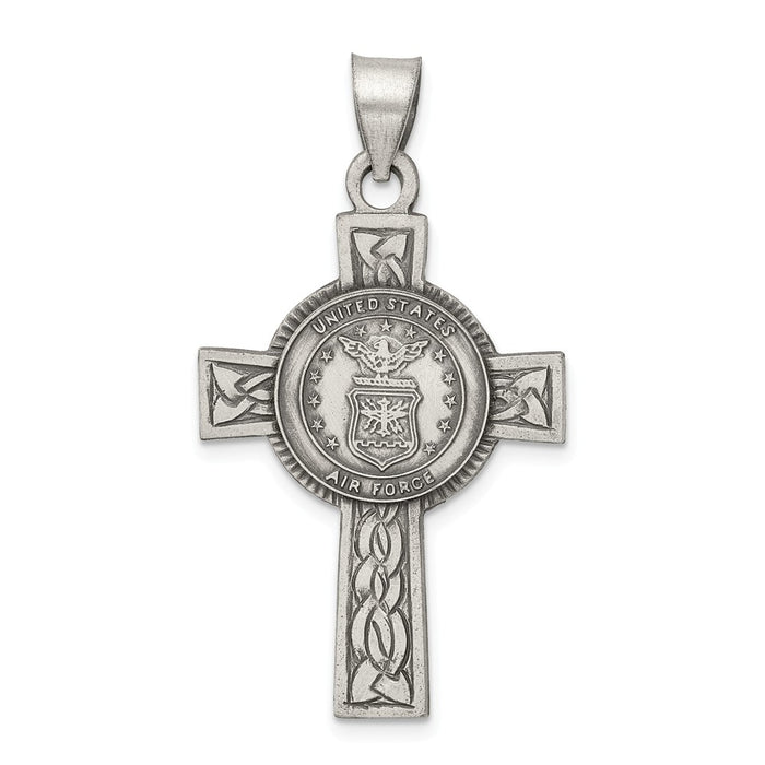 Million Charms 925 Sterling Silver Us Air Force Relgious Cross Pendant