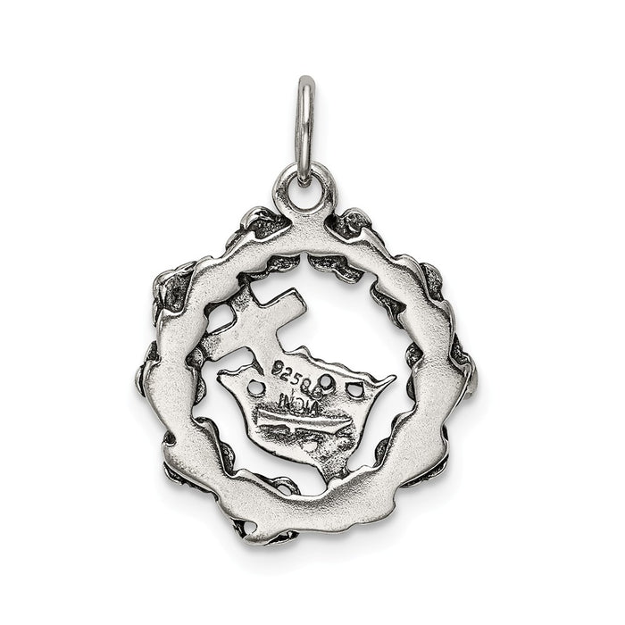 Million Charms 925 Sterling Silver Cross, Crown & Wreath Charm