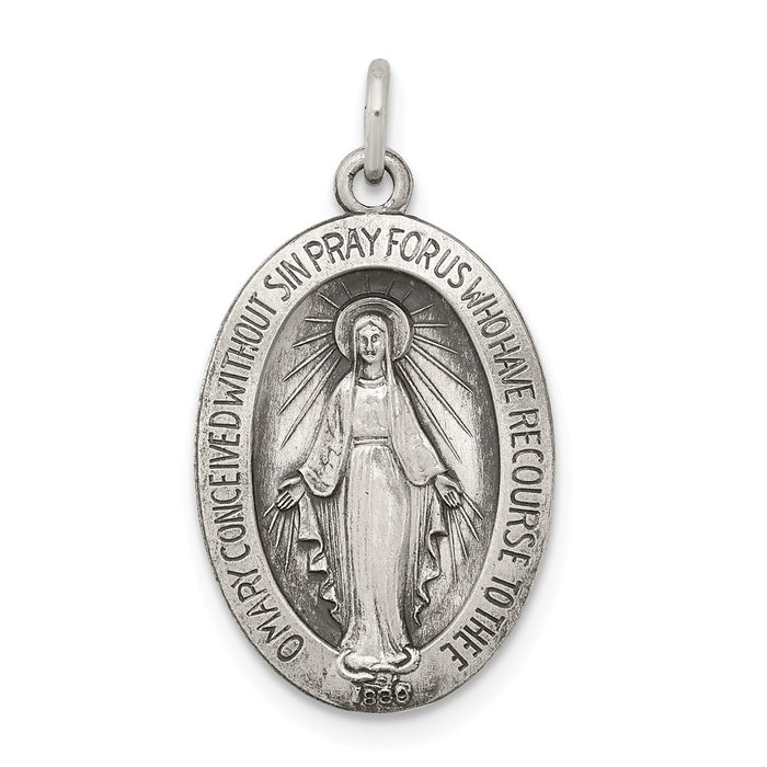 Million Charms 925 Sterling Silver Antiqued Religious Miraculous Medal