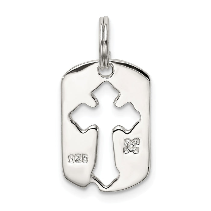 Million Charms 925 Sterling Silver Dog Tag Relgious Cross Charm