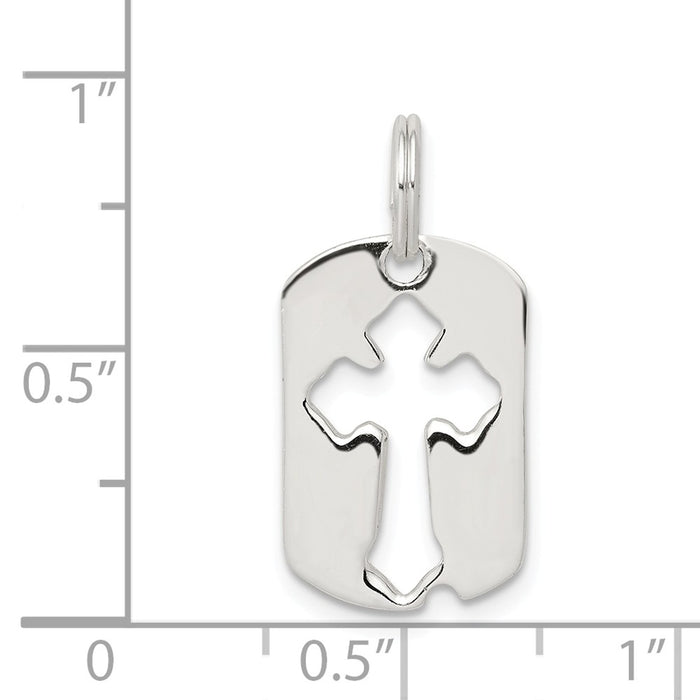 Million Charms 925 Sterling Silver Dog Tag Relgious Cross Charm