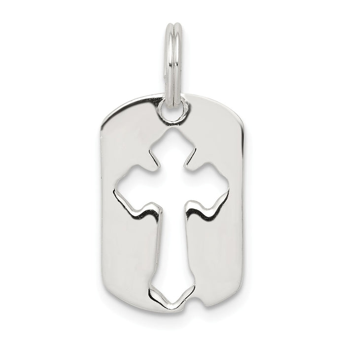 Million Charms 925 Sterling Silver Dog Tag Relgious Cross Charm