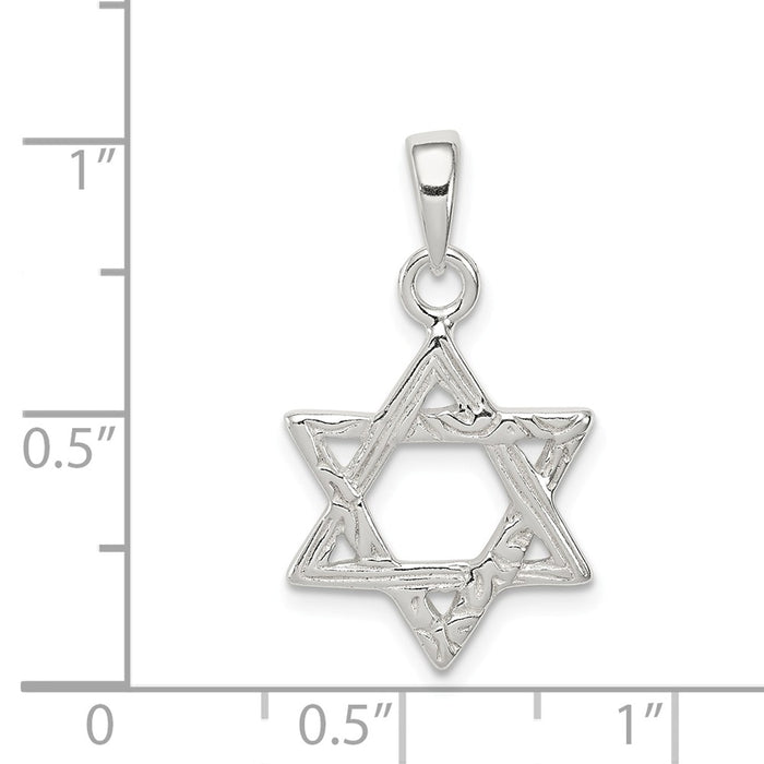 Million Charms 925 Sterling Silver Textured Religious Jewish Star Of David Pendant