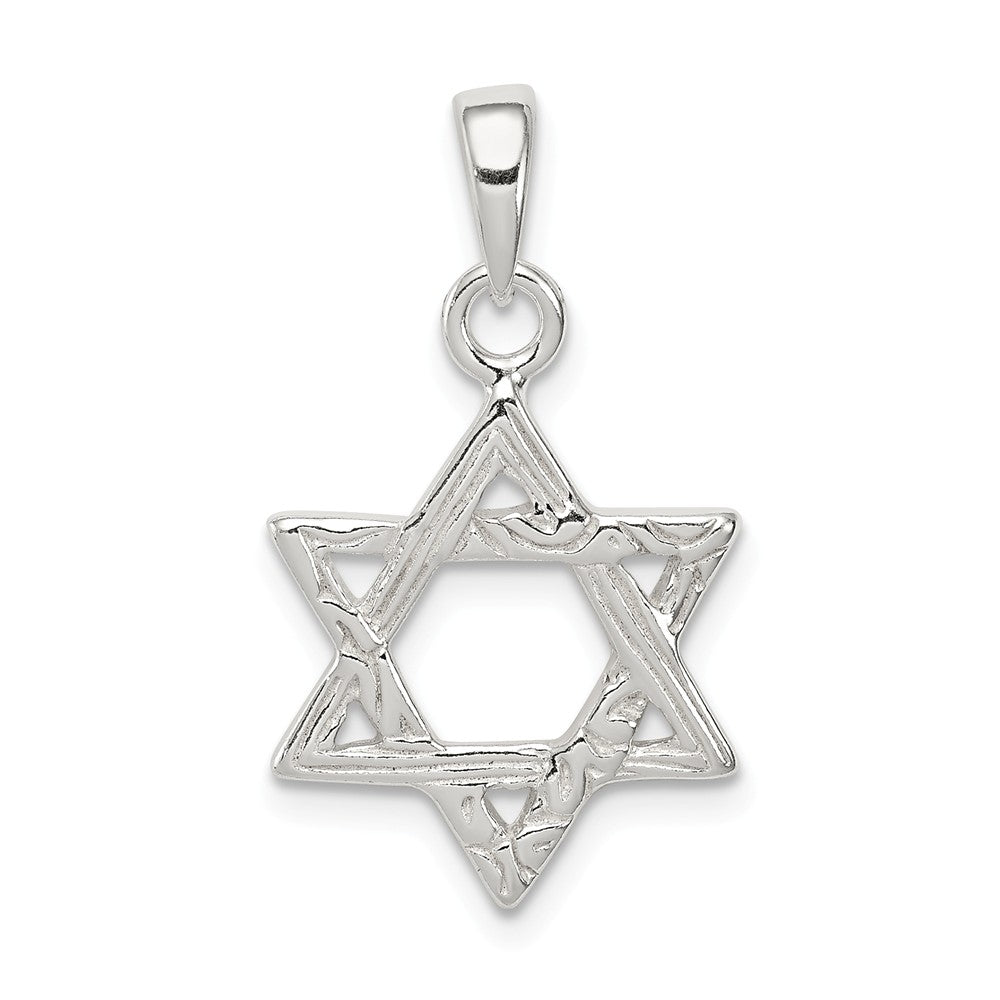 Million Charms 925 Sterling Silver Textured Religious Jewish Star Of David Pendant