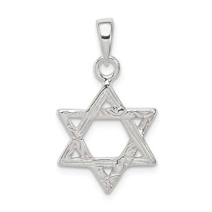 Million Charms 925 Sterling Silver Textured Religious Jewish Star Of David Pendant