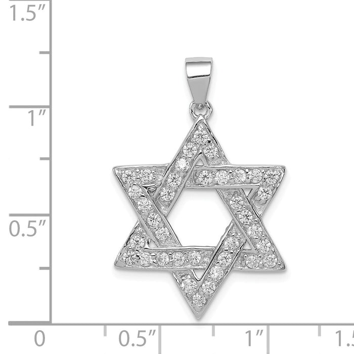 Million Charms 925 Sterling Silver (Cubic Zirconia) CZ Religious Jewish Star Of David Pendant