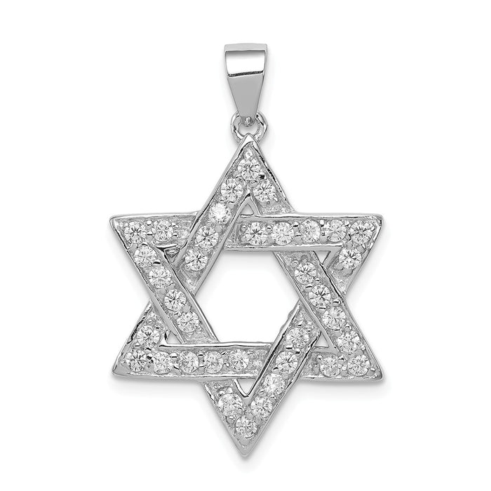 Million Charms 925 Sterling Silver (Cubic Zirconia) CZ Religious Jewish Star Of David Pendant