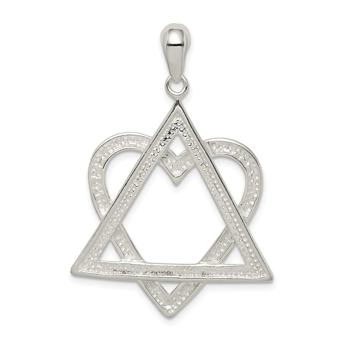 Million Charms 925 Sterling Silver Religious Jewish Star Of David Heart Pendant
