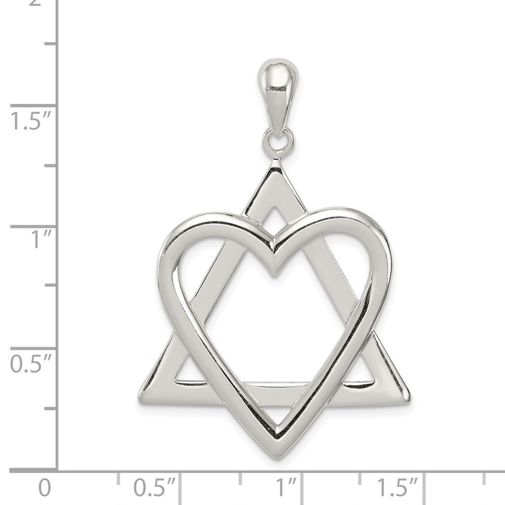 Million Charms 925 Sterling Silver Religious Jewish Star Of David Heart Pendant