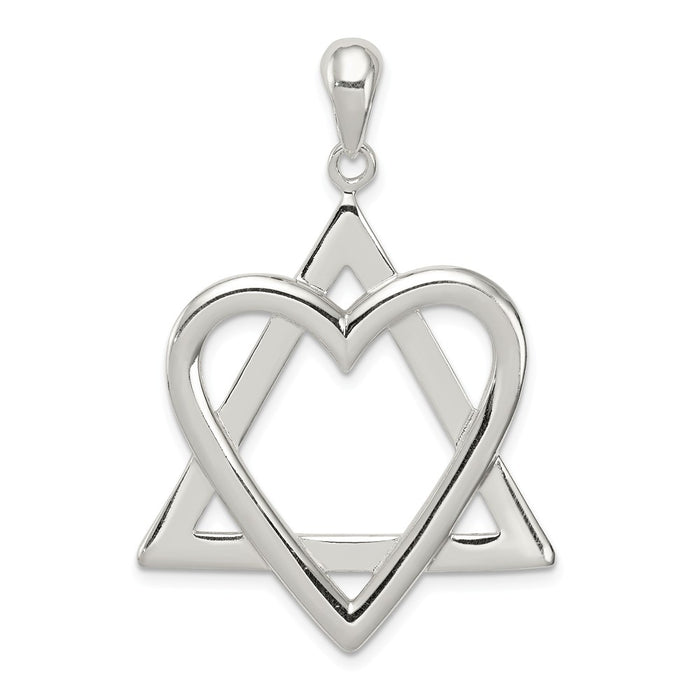 Million Charms 925 Sterling Silver Religious Jewish Star Of David Heart Pendant