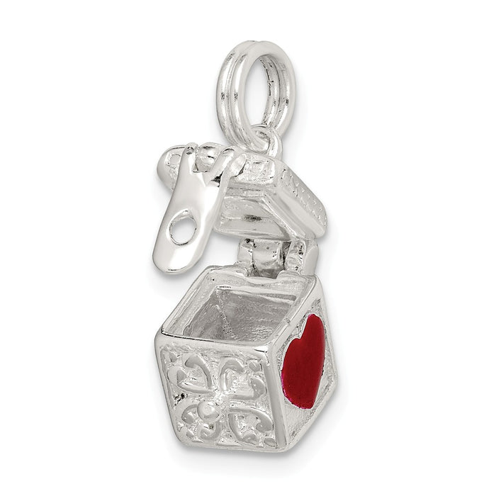 Million Charms 925 Sterling Silver Enameled Heart Prayer Box Charm