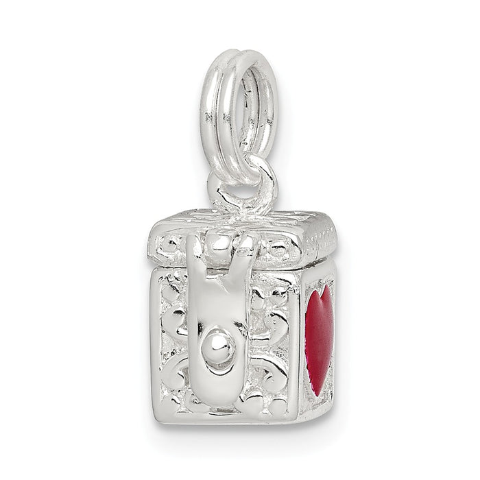 Million Charms 925 Sterling Silver Enameled Heart Prayer Box Charm