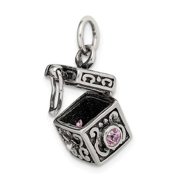 Million Charms 925 Sterling Silver Antiqued Prayer Box Charm