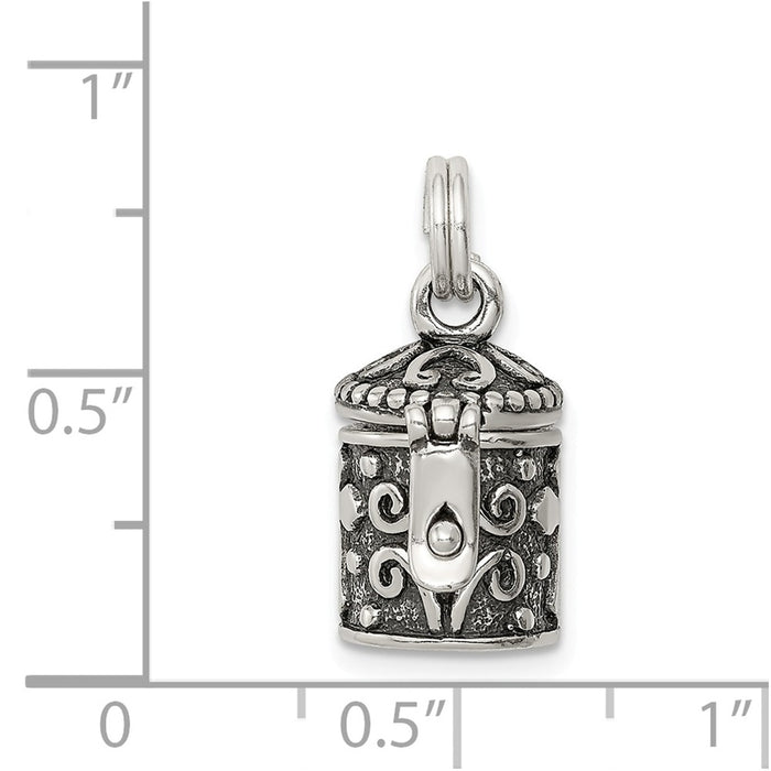 Million Charms 925 Sterling Silver Antiqued Relgious Cross Prayer Box Charm