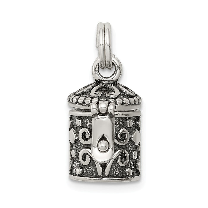 Million Charms 925 Sterling Silver Antiqued Relgious Cross Prayer Box Charm