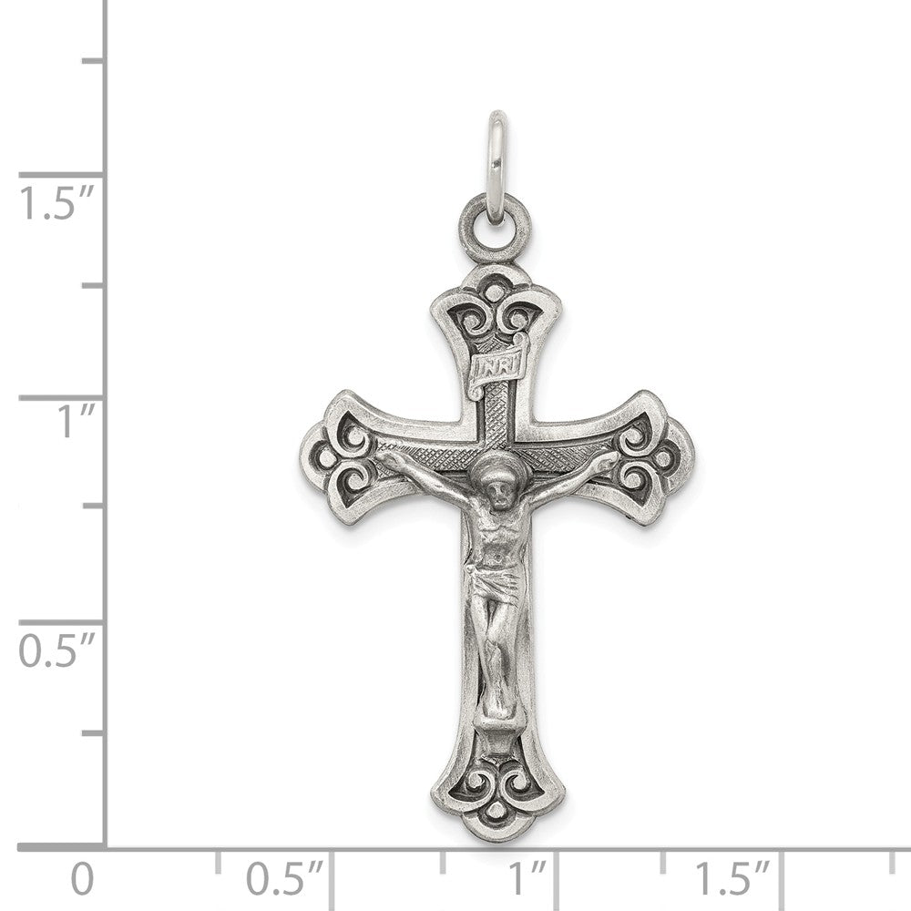 Million Charms 925 Sterling Silver Antiqued Inri Relgious Crucifix Pendant