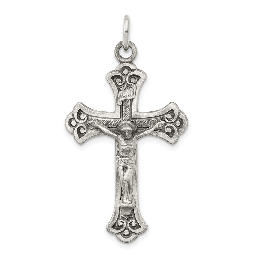 Million Charms 925 Sterling Silver Antiqued Inri Relgious Crucifix Pendant