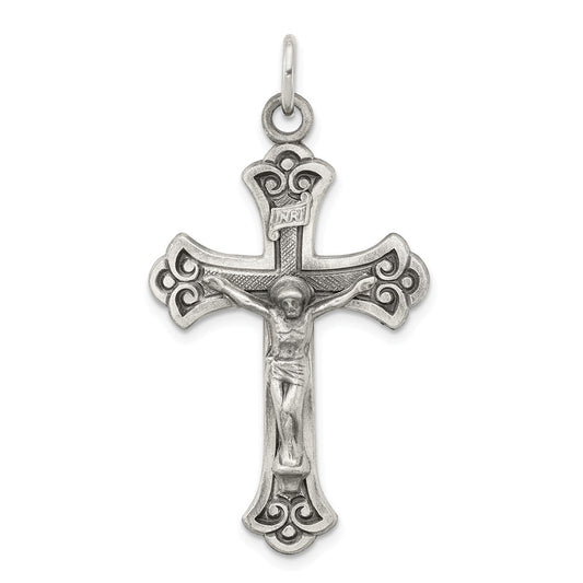 Million Charms 925 Sterling Silver Antiqued Inri Relgious Crucifix Pendant