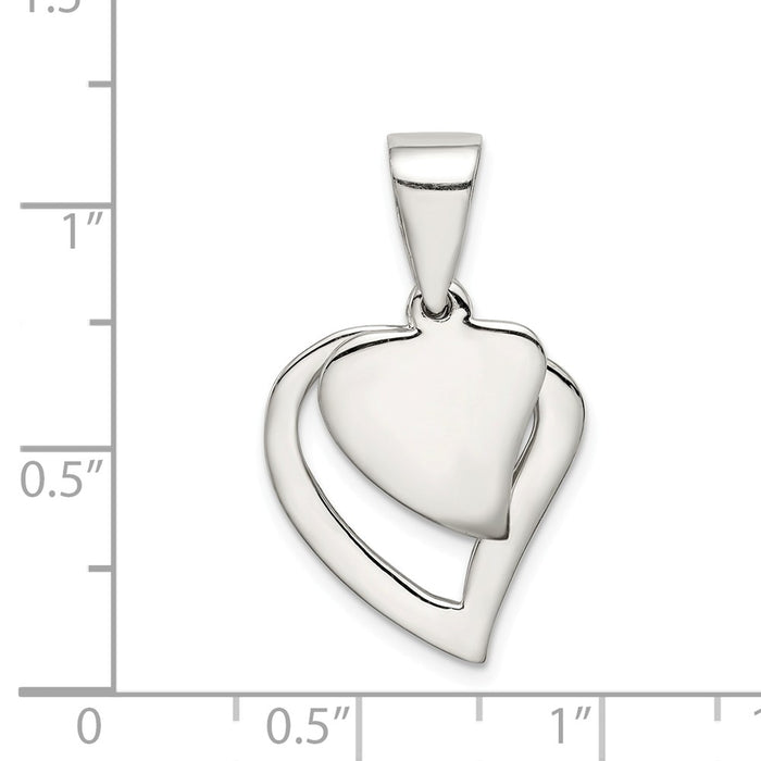 Million Charms 925 Sterling Silver Double Heart Pendant