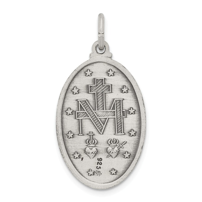 Million Charms 925 Sterling Silver Antiqued Religious Miraculous Medal