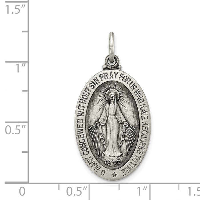 Million Charms 925 Sterling Silver Antiqued Religious Miraculous Medal