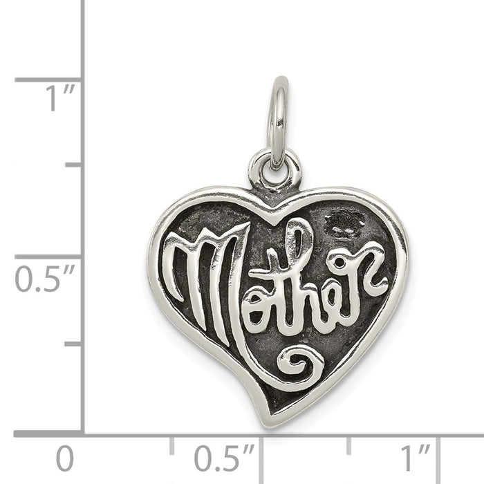 Million Charms 925 Sterling Silver Antique Mother Heart Charm