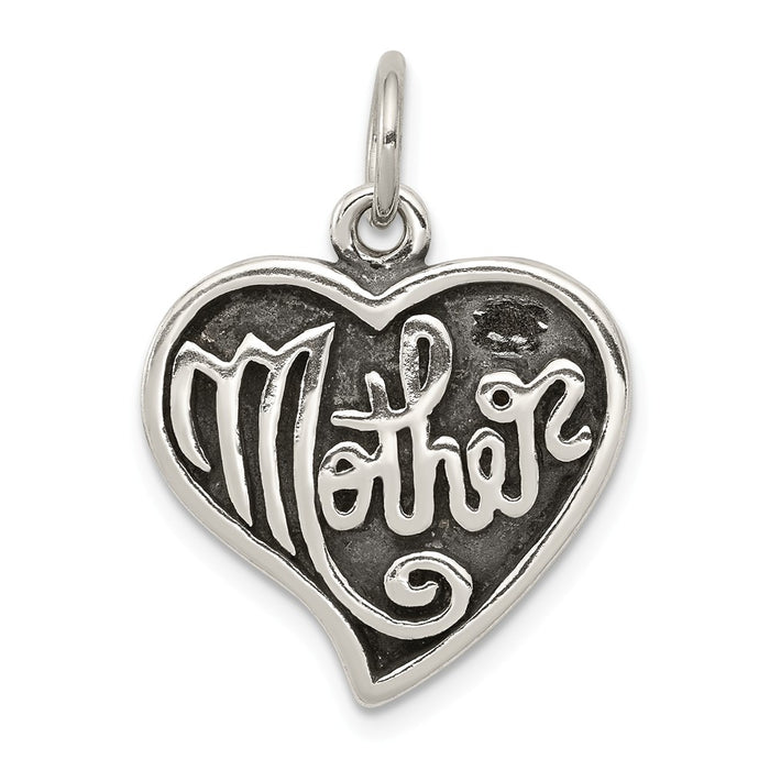 Million Charms 925 Sterling Silver Antique Mother Heart Charm