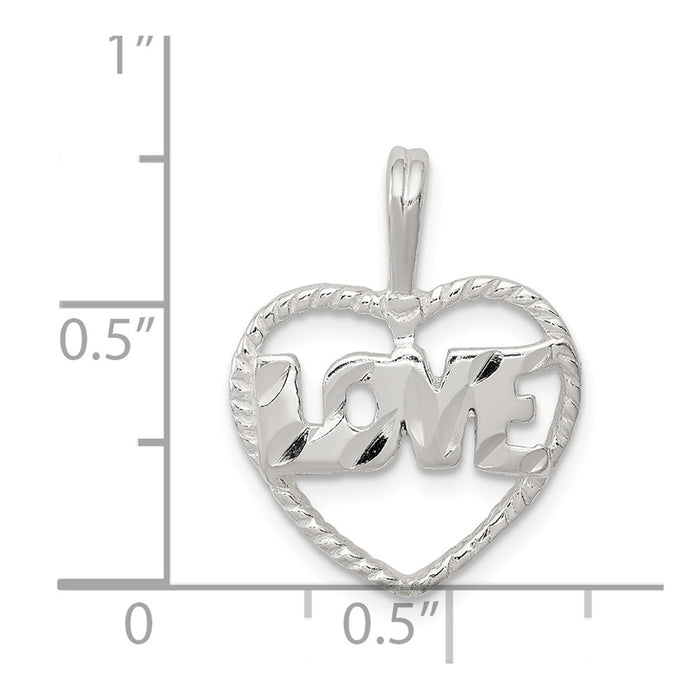 Million Charms 925 Sterling Silver Diamond Cut Love Heart Pendant