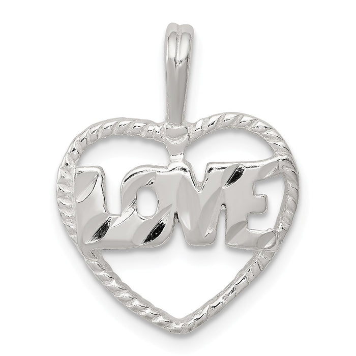 Million Charms 925 Sterling Silver Diamond Cut Love Heart Pendant