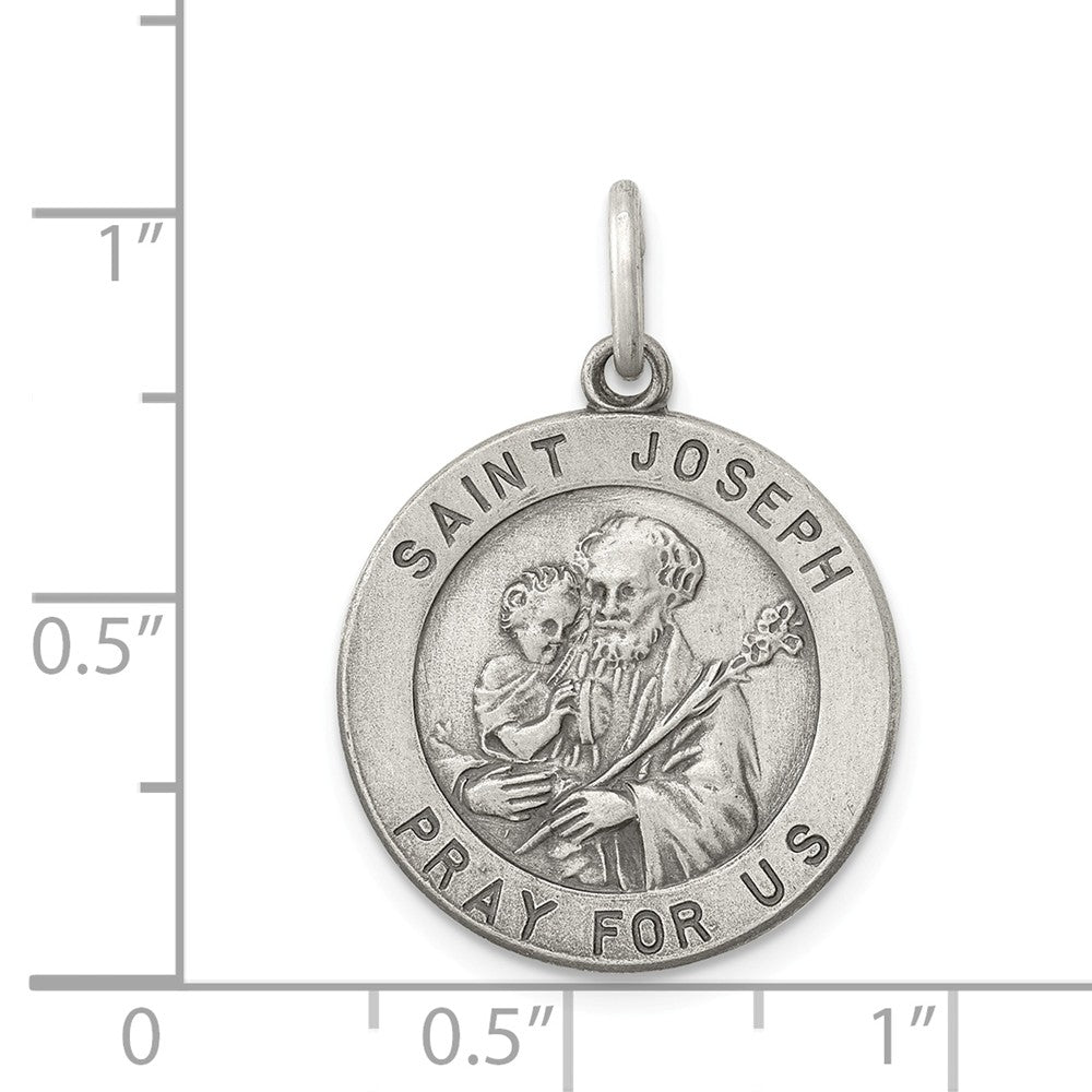 Million Charms 925 Sterling Silver Antiqued Religious Saint Joseph Medal