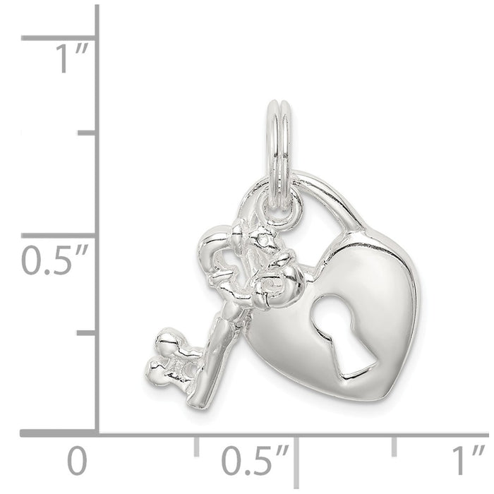 Million Charms 925 Sterling Silver Heart & Key Charm