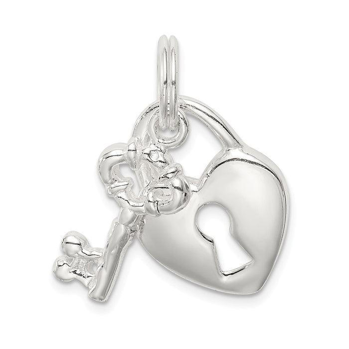 Million Charms 925 Sterling Silver Heart & Key Charm