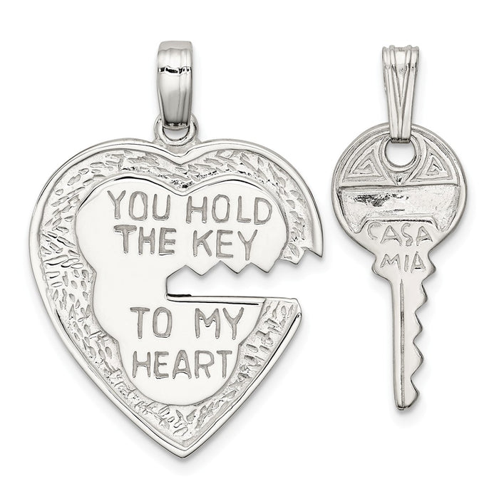 Million Charms 925 Sterling Silver Heart, Key Charms