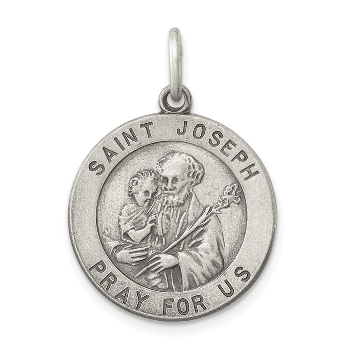 Million Charms 925 Sterling Silver Antiqued Religious Saint Joseph Medal