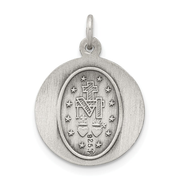 Million Charms 925 Sterling Silver Antiqued Religious Miraculous Medal